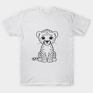 Cute Baby Cheetah Cub Animal Outline T-Shirt